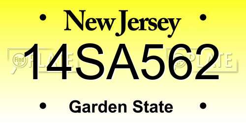 14SA562 New Jersey License Plate