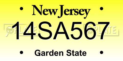 14SA567 New Jersey License Plate