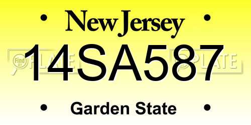14SA587 New Jersey License Plate