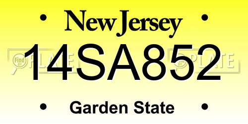 14SA852 New Jersey License Plate