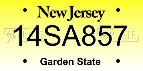 14SA857 New Jersey License Plate