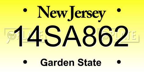 14SA862 New Jersey License Plate