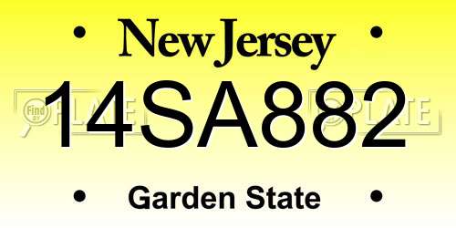 14SA882 New Jersey License Plate