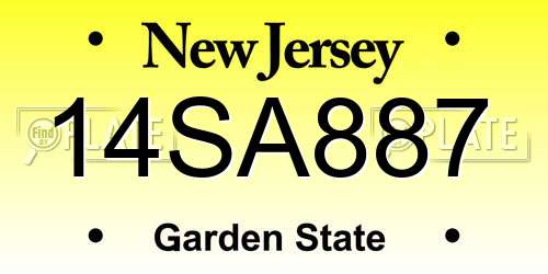 14SA887 New Jersey License Plate