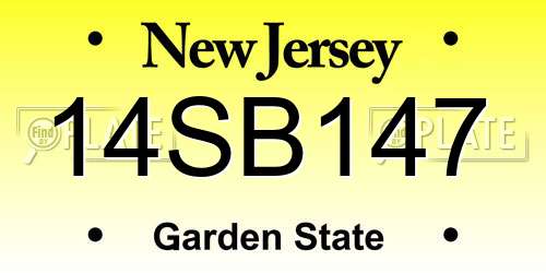 14SB147 New Jersey License Plate
