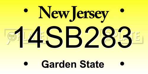 14SB283 New Jersey License Plate