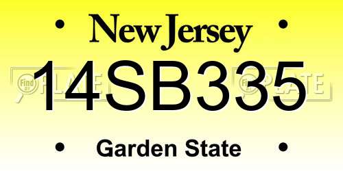 14SB335 New Jersey License Plate