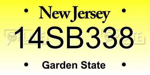 14SB338 New Jersey License Plate