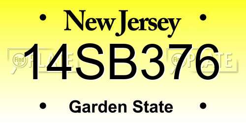 14SB376 New Jersey License Plate
