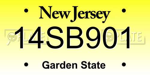 14SB901 New Jersey License Plate