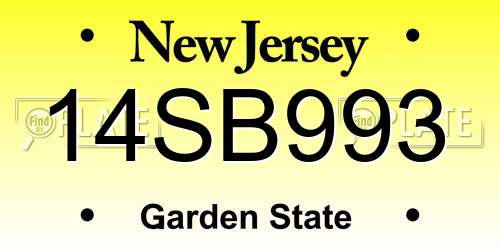14SB993 New Jersey License Plate