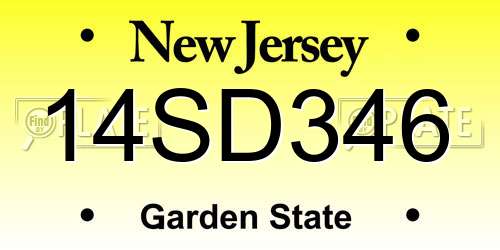 14SD346 New Jersey License Plate