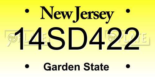 14SD422 New Jersey License Plate