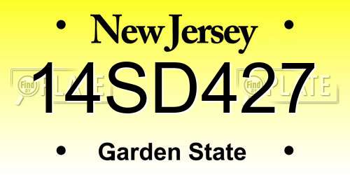 14SD427 New Jersey License Plate