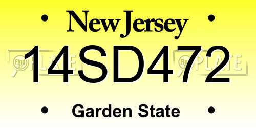 14SD472 New Jersey License Plate