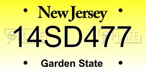 14SD477 New Jersey License Plate