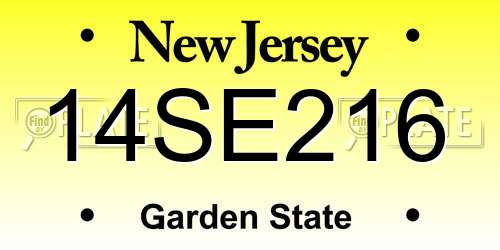 14SE216 New Jersey License Plate