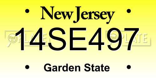 14SE497 New Jersey License Plate
