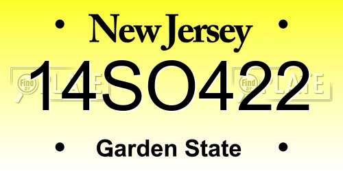 14SO422 New Jersey License Plate