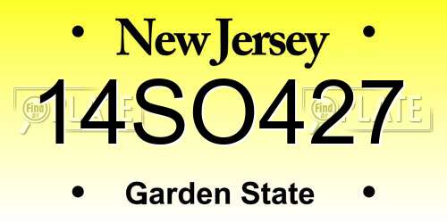 14SO427 New Jersey License Plate