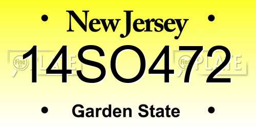 14SO472 New Jersey License Plate