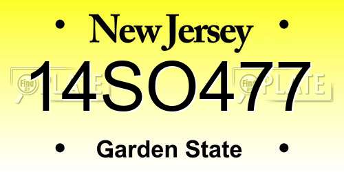 14SO477 New Jersey License Plate