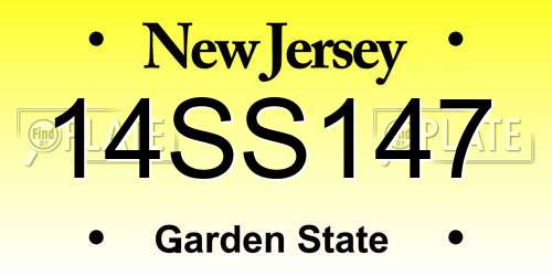14SS147 New Jersey License Plate