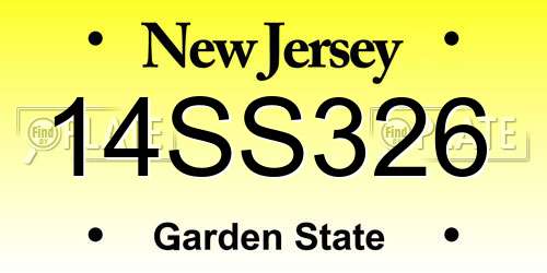 14SS326 New Jersey License Plate