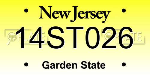14ST026 New Jersey License Plate