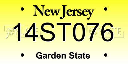14ST076 New Jersey License Plate