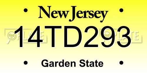 14TD293 New Jersey License Plate