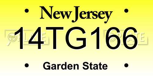 14TG166 New Jersey License Plate