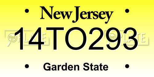 14TO293 New Jersey License Plate