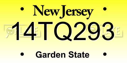 14TQ293 New Jersey License Plate