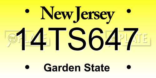 14TS647 New Jersey License Plate
