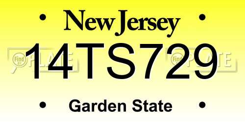 14TS729 New Jersey License Plate