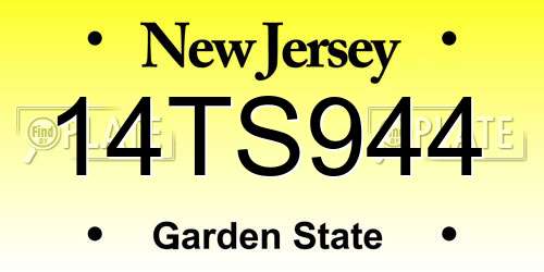 14TS944 New Jersey License Plate