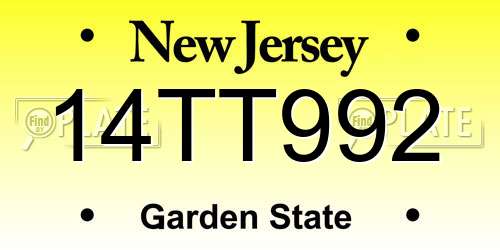 14TT992 New Jersey License Plate