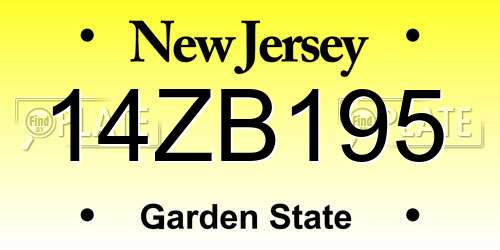 14ZB195 New Jersey License Plate