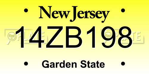 14ZB198 New Jersey License Plate