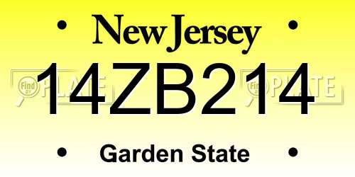 14ZB214 New Jersey License Plate