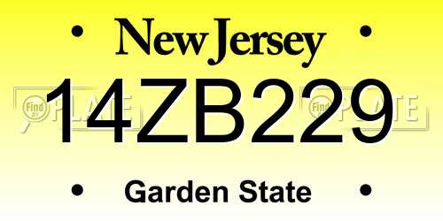 14ZB229 New Jersey License Plate