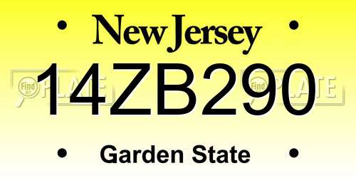 14ZB290 New Jersey License Plate