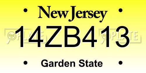 14ZB413 New Jersey License Plate