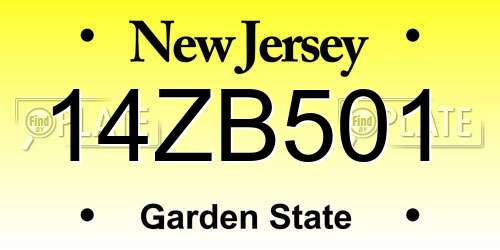 14ZB501 New Jersey License Plate