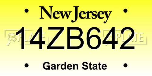 14ZB642 New Jersey License Plate