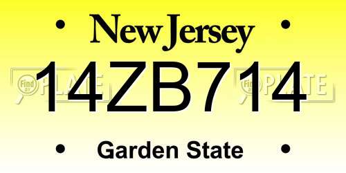 14ZB714 New Jersey License Plate