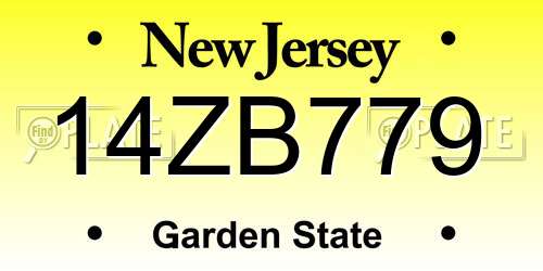 14ZB779 New Jersey License Plate