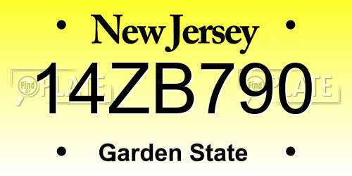 14ZB790 New Jersey License Plate