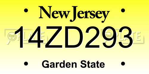 14ZD293 New Jersey License Plate
